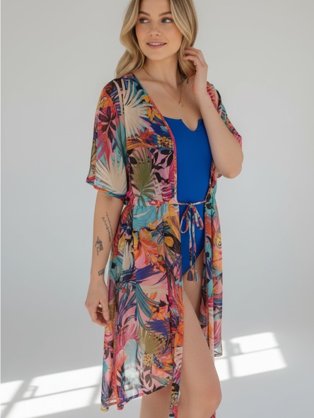 Live 4 Truth Tropical Floral Kimono Duster Lightweight Beach Cover Up One Size